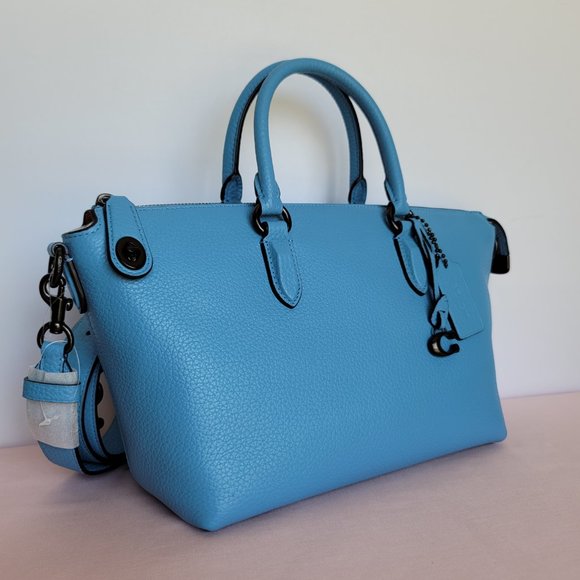 Coach Cara Pebbled Leather Satchel-Pool Color - Picture 3 of 16